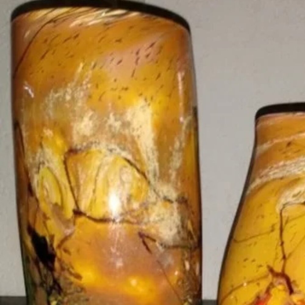 JOHN FIELDS 'SEDONA' Signed 2000 Hand Blown Studio Art Glass Cylinder Vase - Picture 6 of 12